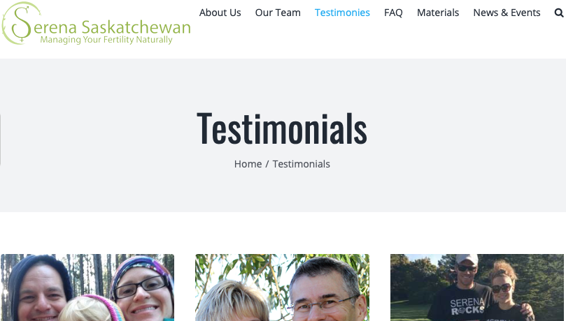 Link to testimonials on the Serena Saskatchewan website